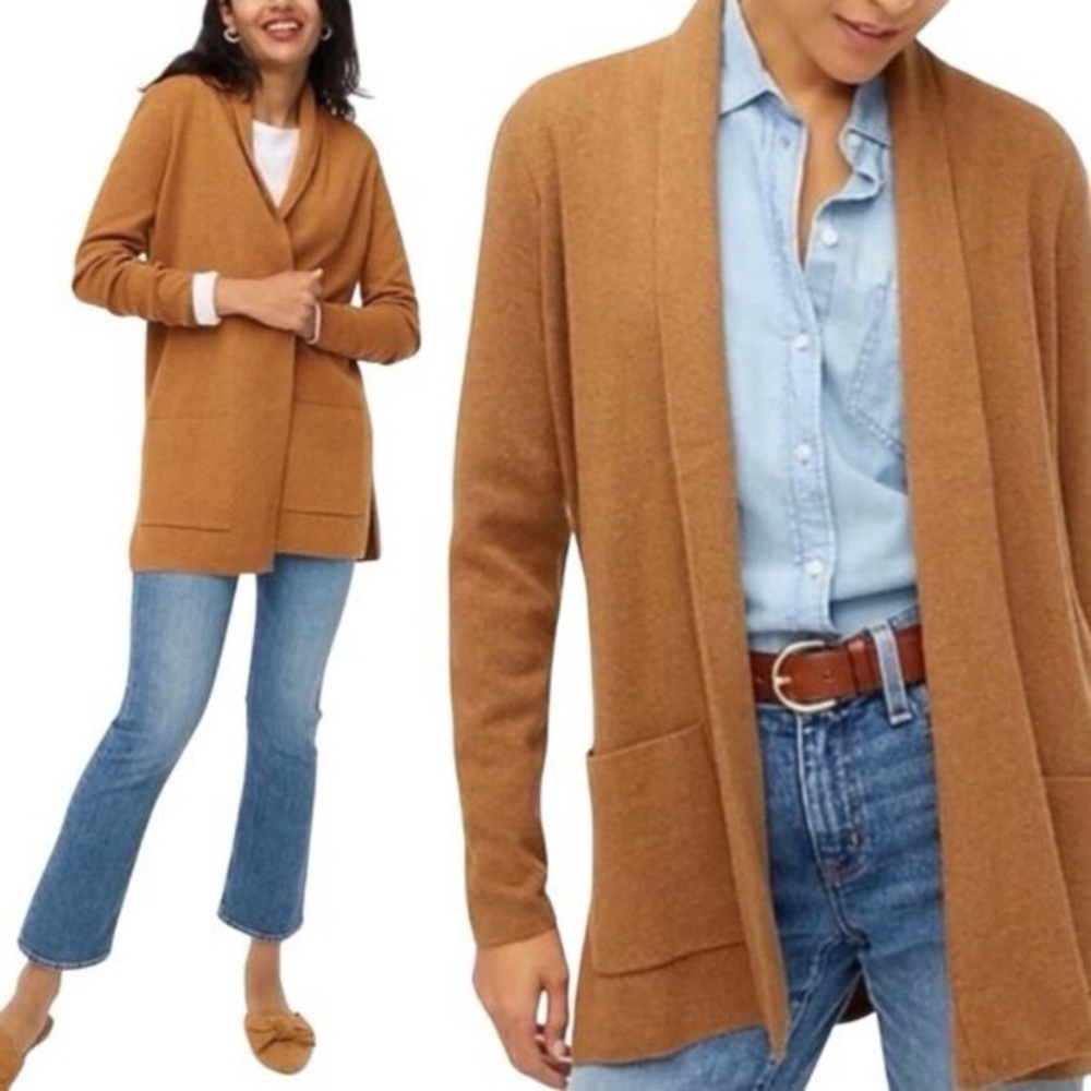 J. Crew Factory Chelsea Camel Tan Boyfriend Sweater Blazer Style BA866 Size S - Picture 2 of 11